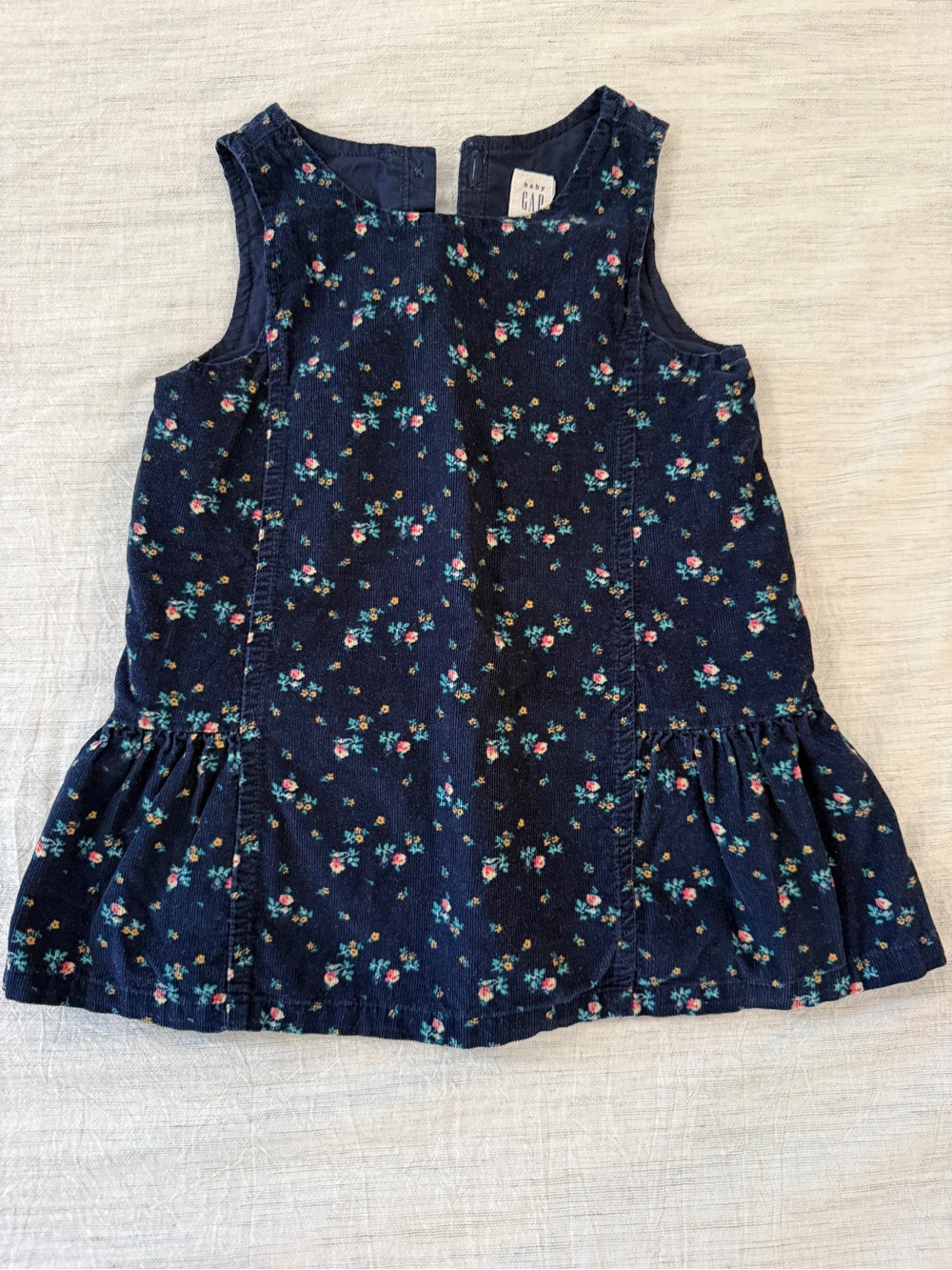 Baby GAP Navy Floral Sleeveless Peplum dress